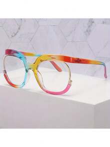 1PC Women's Fashion Eyeglass Frame Personality Half Frame Eyeglass Frame Non-Prescription Glasses - Họa tiết da báo - Xem 10