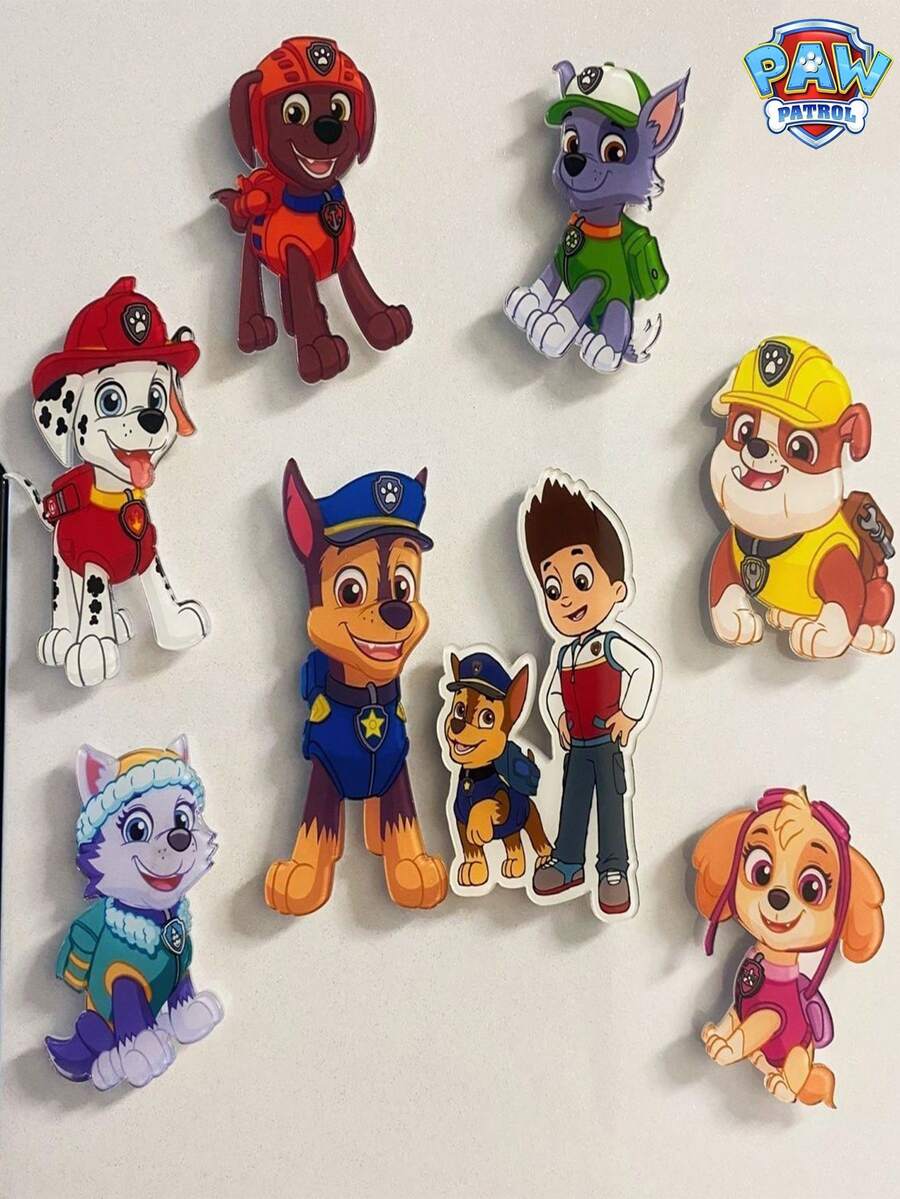 7pcs/8pcs/9pcs Paw Patrol Refrigerator Magnets/Stickers, Ideal For Photo Wall, Plant Board And Reminder Notes. Perfect Home Decor For Kitchen, Adding Fun To Refrigerator Or Magnetic Surfaces. - Multicolor - View 1