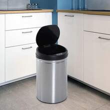 HOMCOM Automatic Sensor Trash Can, Round, 30L, Optional Inner Container, Stainless Steel On-Site - 1 - View 2