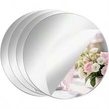 New4 espejos redondos de acrílico centros de mesa de 8 pulgadas para mesas azulejos de espejo circulares pegatinas autoadhesivas para pared hogar sala de estar recámara grosor de 2 mm (6 pulgadas - Plateado - Ver 2