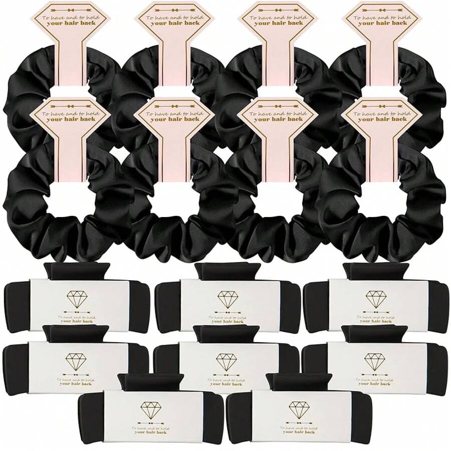 Bridesmaid Scrunchies Proposal Gifts 41 Inch Square Set Of 8 Bachelorette Hair Claw Clips Ideas Bridal Shower Wedding Party Favors (24pcs Dusty Blue)Valentine's Day JOW5 - 16件裝黑色 - 查看 1