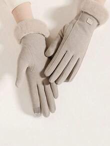 1 par de guantes de mujer para otoño e invierno, guantes táctiles acolchados y reforzados para prevenir el frío, guantes lindos para estudiantes que montan bicicletas, cálidos y cómodos, adecuados para deportes y uso diario, guantes de mujer para pantalla táctil con terciopelo grueso, a prueba de viento y resistentes al frío, guantes lindos para estudiantes que montan bicicletas eléctricas