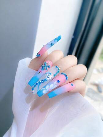 24格美甲水钻，3D美甲玻璃水晶AB+透明美甲石珍珠水晶3D魅力宝石美甲多形状3D美甲钻石适用于美甲艺术和DIY装饰1盒美甲水钻平底水钻珍珠美甲饰品适用于亚克力指甲水晶美甲用品半圆形设计美甲宝石