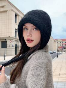 1pc Women Knitted Bucket Hat, Solid Color, Fashion & Versatile, Warm Earflap Cap, Suitable For Going Out, Autumn/Winter - MM1531 - View 25