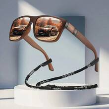 With Chain Fashion Vintage Unisex Glasses Luxury Designer Style Colorful Stripe Design Square Frame For Beach Vacay Driving Fishing Outdoor Leisure - GL-F364 - 查看 3