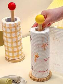 1pc Creative Wooden Tissue Box Holder, Colorful Ball Design - Kitchen & Dining Tabletop Storage Rack, Durable Wooden Tissue Box, Suitable For Home And Office, Kitchen Storage Rack, Fun Design, Natural Wood Grain Finish, Napkin Holder, Tissue Holder, Tissue Box, Kitchen Paper Towel Holder - Multicolor - View 3