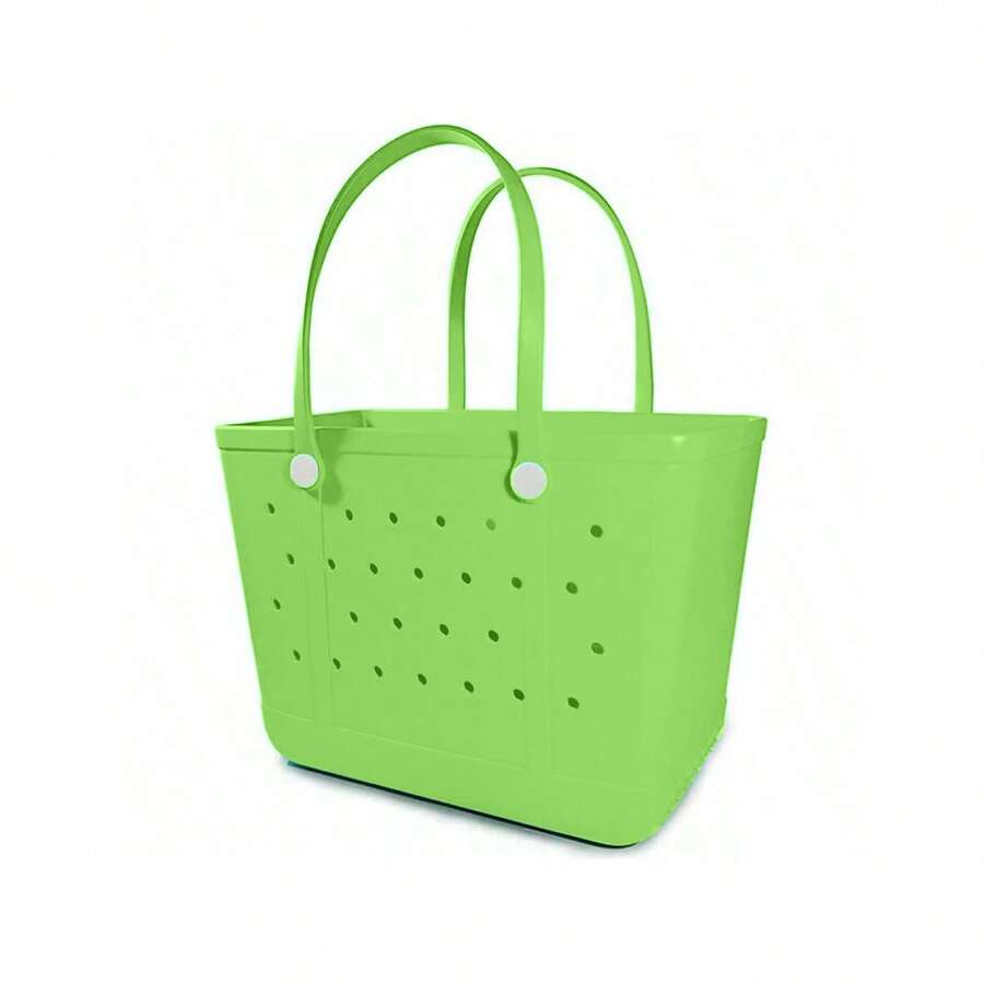 Winter Christmas New EVA Rubber Tote Bag, Waterproof Washable Tip Proof Durable Open Tote Bag, Super Large Capacity Suitable, Grocery Shopping, Travel, Parties, Outdoor Activities (Accessories Not Included) Suitable For Christmas, Halloween Gifts - màu xanh lá - Xem 1