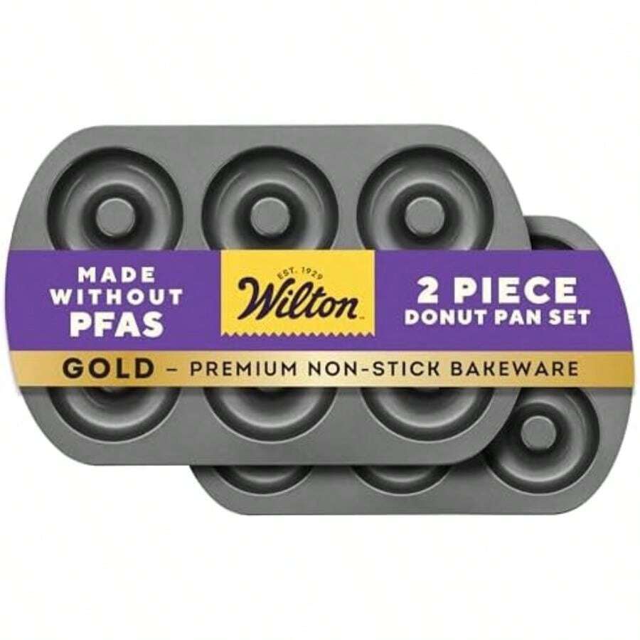 Wilton, Juego de 2 sartenes de repostería antiadherentes de 6 cavidades(Gris Moldes para rosquillas) - Multicolor - Ver 1