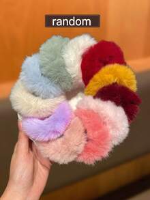 5/10/15/20 Stücke zufällige Damen Haargummis, mehrfarbig, modisch und süß, elastisch und weich, Plüsch Haargummis, Winteraccessoires für Damen, geeignet für den täglichen Gebrauch, Haaraccessoires für Damen, Neujahrgeschenke, Haargummis für Pferdeschwanz