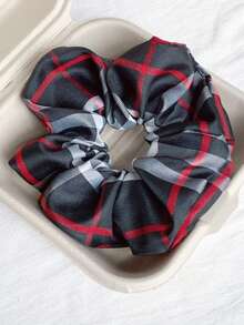 1pc Oversized Plaid Hair Scrunchie, Cute Pig Design Colorful Printed Fabric Hair Tie, Unique Ponytail Holder, Classic Hair Accessory Makeup Home Gym Woman Accessories Head Accessories Elastic Band Beauty Home Hair Accessories - Multicolor - View 7