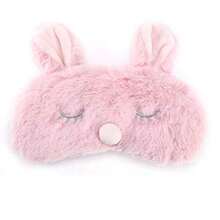 Qkiss 5 Colores Cute Animal Máscara de Ojo Antifaz para Dormir Christmas Deer Winter Cubierta de Sombra de Ojos y Cómoda Conejo Rosa - Rosa - Ver 1