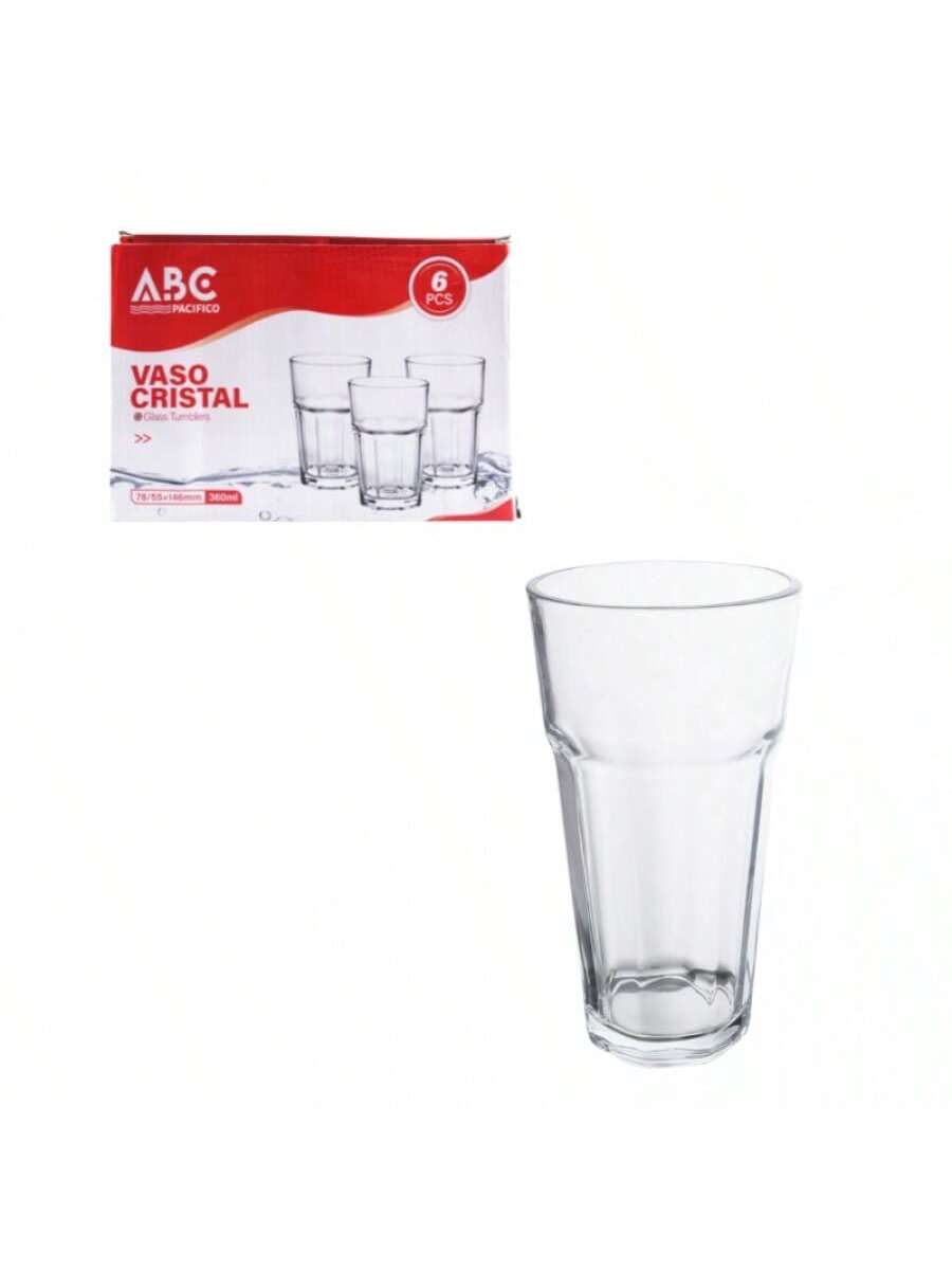 Vasos de vidrio de 360 ml, 6 unidades