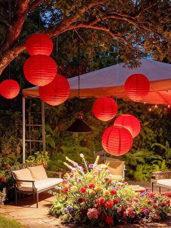 6pcs New Year Lantern Set DIY Paper Lantern New Year Valentine's Day Party Background Decoration Birthday Party Wedding Decoration