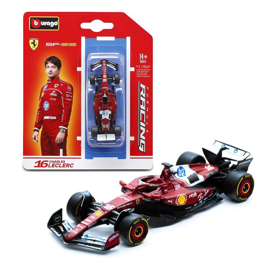 Brand New In Stock 2025 F1 Bburago 1:64 SF25, RB21, AMG W16 E Performance, MCL39 Standard Livery Diecast Miniature Racing Car Collection Toy - SF25#16 - View 1