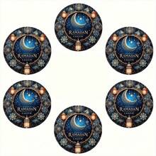 1 Set Of 6 Ramadan Coasters, Crafted From Wood, Ideal For Home And Restaurant Decor With Coffee And Beverages. A Delightful Birthday Or Festive Gift, Perfect For Ramadan Table Decorations And Ramadan Presents,Available As A Single Set Or In Quantities Of 31 Sets. - Royal Blue - View 8
