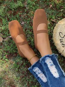 1 Pair New Women Loafers, Breathable Flat Shoes, Retro Flat Non-Slip Driving Shoes, Comfortable Outdoor Travel Lining Shoes, Casual Comfortable One-Piece Shoelace, Daily Casual Shoes - Brown - View 7