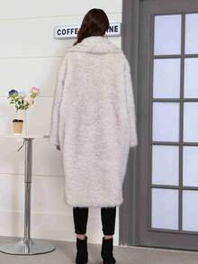 Damen Oversize Mantel für den Winter, Damen Bekleidung in Große Größen, Langer Teddy-Bär Jacke, Langer Kunstpelz Mantel, Winterwarmer Mantel - Weiss - Übersicht 10