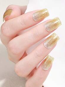 Beauty Sticker 9张闪光指甲油贴片，多色渐变自粘指甲贴纸，女士DIY美甲贴纸，居家旅行美甲用品 - 彩色 - 查看 4