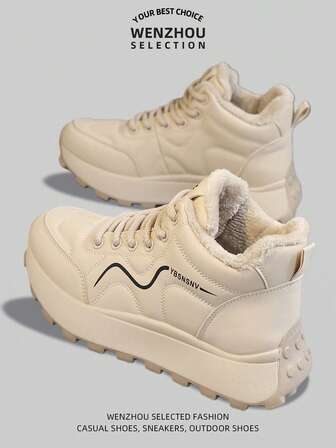 Botas de nieve de caña alta para mujer, nuevo estilo de invierno con suela cálida, esponjosa y gruesa, tenis gruesos, zapatos deportivos casuales multifuncionales para correr y uso al aire libre