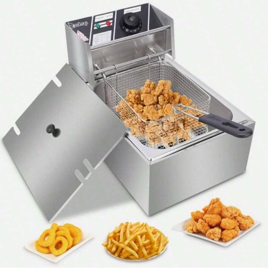 10QT Capacity Electric Deep Fryer With Baskets & Lids, 10L Countertop Stainless Steel Temperature Control Frying Machine, For Home & Commercial 2500W 60Hz 110V - Xem 1