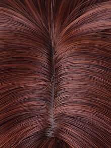 1顶齐肩卷发假发，带刘海，红棕色，14英寸，适合日常外出和聚会，不闷热，易于变换造型 - 彩色 - 查看 5