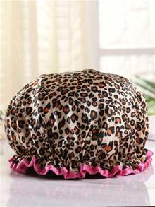 Leopard Print Shower Cap, Fruit Cherry Shower Cap, Bow Pattern Shower Cap Ladies Shower Cap, Makeup Cap, Waterproof Printed Shower Cap Hair Cap, Frosted Lace Shower Cap Elastic Hair Cap - Multicolor - View 7