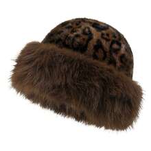 Women's Plush Woolen Hat With Sheep Print, Warm And Soft, Adjustable, Perfect For Winter And Spring, Christmas, New Year's, Thanksgiving, And Valentine's Day.Mother's Day,Mom,Mother's Day Gift,Flower,Jewelry,Mother's Day Decorations,Mother's Day Party Supplies,Women,Pink,Gift Set - 棕色 - 查看 9