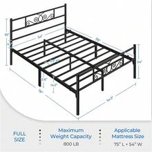 Butterslay Classic Scroll Iron Bed Frame With Headboard & Footboard, Platform Bed For Bedrooms, Dormitories, Guestrooms, Twin/Twin XL/Full/Queen Size - 黑色 - 查看 6