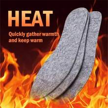 1双羊毛毡鞋垫，5毫米厚，冬季保暖鞋垫，舒适透气，可水洗不掉毛不褪色 - 灰色 - 查看 4