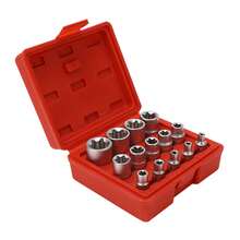 Juego de Llaves de Estrella Hembra E-Torx - 14 Piezas, Llaves de Vaso y Dados Torx Hembra E4-E24, Torsión 1/4" 3/8" 1/2", Kit de herramientas de reparación - Plateado - Ver 4