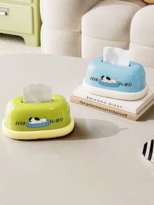 1pc Tissue Box/Napkin Holder, Cute Spring-Loaded Tissue Box For Living Room, Home Use, Creative Desktop Tissue Box - Multicolor - View 2