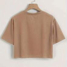 Women's  Cropped Top, Basic New Release, 100% Cotton - Màu be - Xem 2