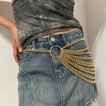 1pc Gold 10 Layer Tassel Waist Chain, Punk Style Dark Chain Belt, Adjustable, For Dresses And Pants, Suitable For Daily Use And Parties Street Halloween Summer, School Fall, Autumn, Halloween
