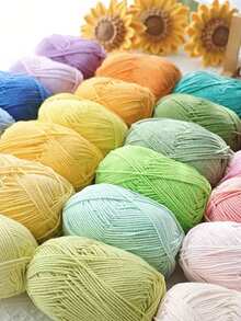 200g 4pcs/Set Bright Color Yarn Combo Kit For Beginners, Suitable For Crocheting Hats, Rugs, Tote Bags, Christmas DIY, Autumn/Winter