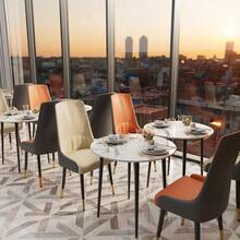 Leather Dining Chairs Set Of 2 : Faux Leather Upholstered Dining Chairs Elegant Luxury Ergonomics Thick Seat High Back Large Chair For KitchenDining Living Room Orange And Grey - Orangegray - View 4