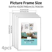 1/2/3/4件装多色铝合金相框 30x40cm/A3/A4，无框金属相框，纤薄窄边框防锈金属框，适用于海报、画布和证书，现代家居、婚礼照片展示、影棚墙面装饰、企业奖品框、办公室画廊装饰（金色/银色/玫瑰金/黑色）