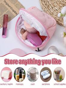 1个小型化妆包，可作手提包、绗缝化妆袋、卫生巾收纳袋、女士便携式化妆口红包、带隔层的迷你化妆包、可爱女士化妆品收纳包、旅行洗漱包、冬季化妆品收纳包 - 彩色 - 查看 11