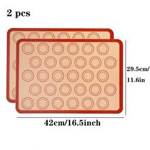 1/2pcs 16.5*11.6 Inch Non-Stick Silicone Baking Mat, Reusable High Temperature Resistant Baking Tray Liner For Macarons, Cookies, Pastries, Dough Kneading Mat Baking Tool - Multicolor - View 11