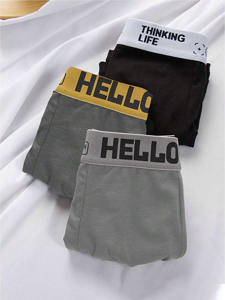 3 chiếc quần boxer nam màu trơn