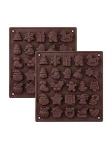 1pc Christmas Silicone Chocolate Mold - Christmas Tree, Santa Claus And Gingerbread Shapes, Multi-Functional Silicone Mold, Suitable For Cake Decoration, Ice Cube Making - Multicolor - View 9