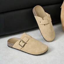 Sandalias de mujer para otoño/invierno, estilo británico, con suela gruesa, informales, sin cordones, modernas, versátiles y duraderas. Zapatillas con puntera cubierta, suela plana, estilo vintage. Ropa de abrigo de otoño para mujer. Sandalias versátiles. Sandalias cómodas con suela blanda, informales. - Caqui - Ver 6