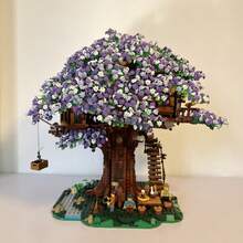 5000+片紫色樱花花屋积木，2025新款成人拼装娃娃桃花池复合拼图，高难度大型拼图，万圣节/圣诞节/新年/生日礼物（不含电源） - 彩色 - 查看 4