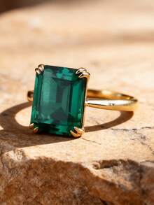 1枚简约经典切割订婚戒指，生日石戒指，周年纪念礼物，求婚戒指，女士承诺戒指（不含包装盒）