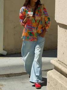 Áo sơ mi nữ phong cách đường phố, dạo phố, đi làm, nhuộm loang màu, phong cách Bohemian, du lịch biển, thời trang xuân hè 2026 - Nhiều màu - Xem 6