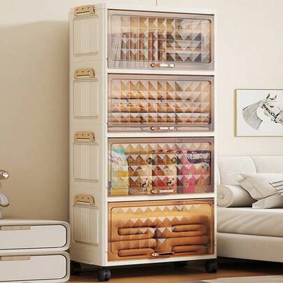 1个50厘米/19.6英寸宽塑料储物柜，翻盖可折叠储物盒，衣柜整理盒，厨房餐具柜，厨房置物架，客厅玩具柜，窄缝收纳架，厨房窄型储物柜，圣诞节和万圣节礼物，便携式衣柜，床底储物柜