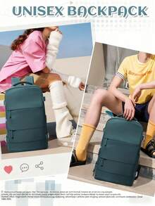 Mochila de viaje gran capacidad, aprobada para aerolínea como equipaje de mano, compartimento para laptop, diseño espacioso con múltiples bolsillos, ideal para negocios, universidad y fines de semana - Verde - Ver 6