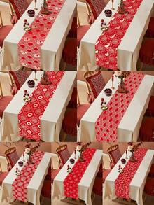 1件装 2026年中国新年快乐桌旗，红色中国新年缎面桌旗，2026新年派对家居房间厨房餐桌装饰，2026新年派对家居房间餐桌装饰，新年派对背景桌旗桌布，家庭派对用品桌布，新年礼物，派对礼品 - 紅色新年 - 查看 2