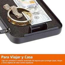 Basics Caja fuerte portátil con cerradura, caja de  pequeña con combinación, para dormitorio universitario, hogar, cerradura de combinación, tamaño X, negro(Grande Cerradura de combinación) - Multicolor - Ver 6