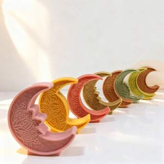 1pc DIY Crescent Moon Candle Silicone Mold: Handmade Moon And Star Scented Plaster Ornament Mold For Ramadan Decorations And Handicrafts