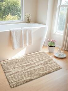 DAJIANG 1pc Khaki Geometric Bathroom Mat, Wood Grain Pattern Bath Rug Carpet, Soft Absorbent Classroom Rug Bath Runner, Non-Slip Backing And Machine Washable Area Rugs, Living Room, Vanity, Bathtub, Shower - Nhiều màu - Xem 5